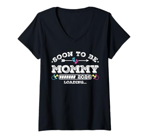 Damen Soon to Be Mommy 2026 Loading for Pregnancy Ankündigung T-Shirt mit V-Ausschnitt Damen Soon to Be Mommy 2026 Loading for Pregnancy Ankündigung T-Shirt mit V-Ausschnitt von Pregnancy Announcement Loading for Matching Family