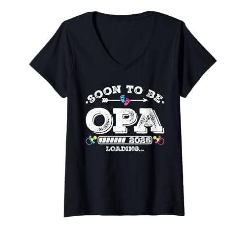 Damen Soon to Be Opa 2026 Loading for Pregnancy Ankündigung T-Shirt mit V-Ausschnitt Damen Soon to Be Opa 2026 Loading for Pregnancy Ankündigung T-Shirt mit V-Ausschnitt von Pregnancy Announcement Loading for Matching Family