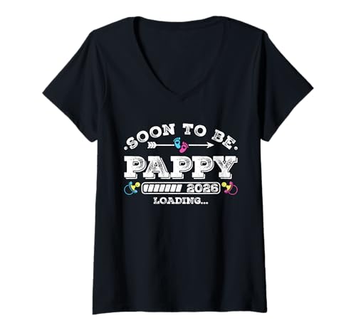 Damen Soon to Be Pappy 2026 Loading for Pregnancy Ankündigung T-Shirt mit V-Ausschnitt Damen Soon to Be Pappy 2026 Loading for Pregnancy Ankündigung T-Shirt mit V-Ausschnitt von Pregnancy Announcement Loading for Matching Family