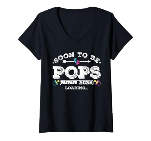 Damen Soon to Be Pops 2026 Loading for Pregnancy Ankündigung T-Shirt mit V-Ausschnitt Damen Soon to Be Pops 2026 Loading for Pregnancy Ankündigung T-Shirt mit V-Ausschnitt von Pregnancy Announcement Loading for Matching Family