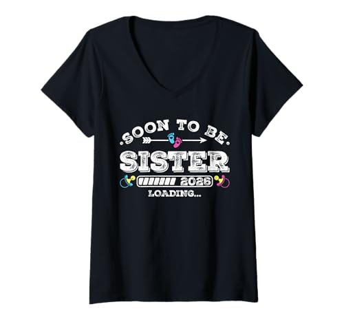 Damen Soon to Be Sister 2026 Loading for Pregnancy Ankündigung T-Shirt mit V-Ausschnitt Damen Soon to Be Sister 2026 Loading for Pregnancy Ankündigung T-Shirt mit V-Ausschnitt von Pregnancy Announcement Loading for Matching Family