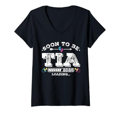Damen Soon to Be Tia 2026 Loading for Pregnancy Ankündigung T-Shirt mit V-Ausschnitt Damen Soon to Be Tia 2026 Loading for Pregnancy Ankündigung T-Shirt mit V-Ausschnitt von Pregnancy Announcement Loading for Matching Family