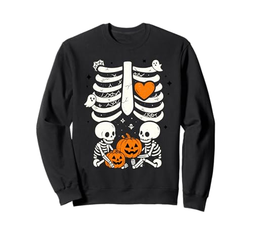 Skelett Baby Zwillinge Halloween Schwangerschaft Ankündigung Mama Sweatshirt von Pregnancy Announcement Mom Halloween