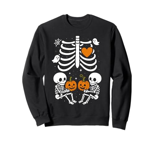 Skelett Baby Zwillinge Halloween Schwangerschaft Ankündigung Mama Sweatshirt von Pregnancy Announcement Mom Halloween