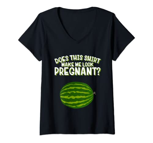 Damen Does This Shirt Make Me Look Pregnant Apparel Pregnancy T-Shirt mit V-Ausschnitt von Pregnancy Announcement Tees