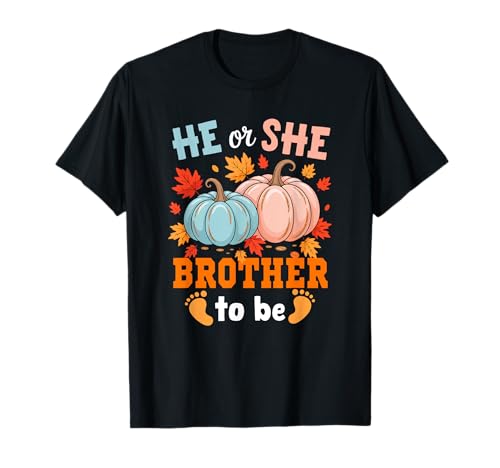 She Or He Brother to Be Thanksgiving Gender Reveal Kids T-Shirt von Pregnancy Announcement Thanksgiving Costume