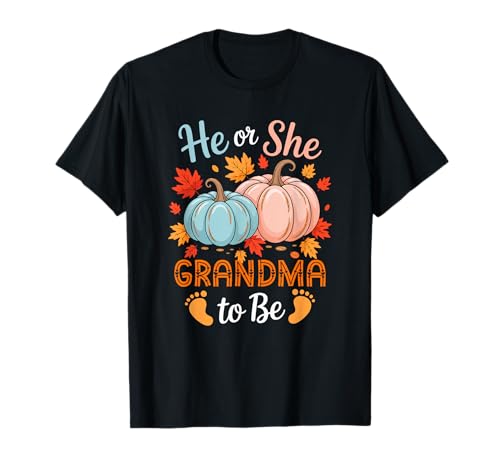 She Or He Grandma to Be Thanksgiving Gender Reveal Kids T-Shirt von Pregnancy Announcement Thanksgiving Costume