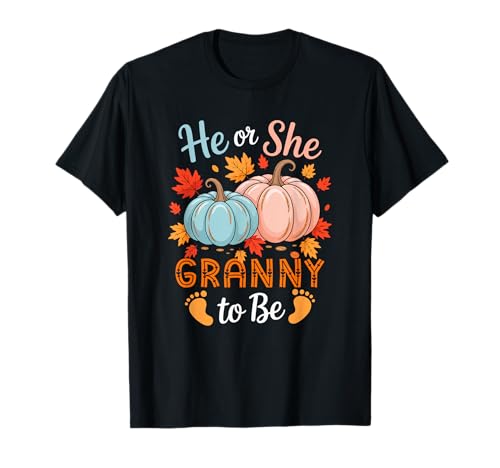 She Or He Granny to Be Thanksgiving Gender Reveal Kids T-Shirt von Pregnancy Announcement Thanksgiving Costume