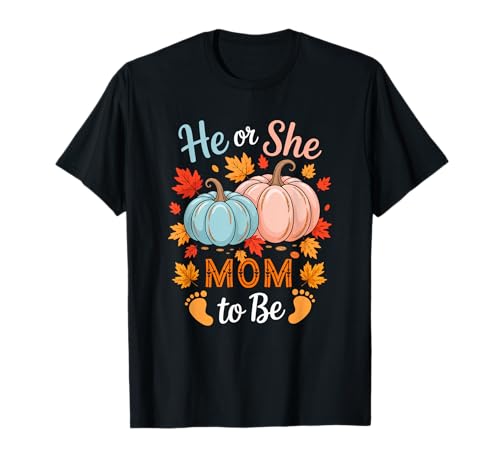 She Or He Mom Funny to Be Thanksgiving Gender Reveal Kids T-Shirt von Pregnancy Announcement Thanksgiving Costume