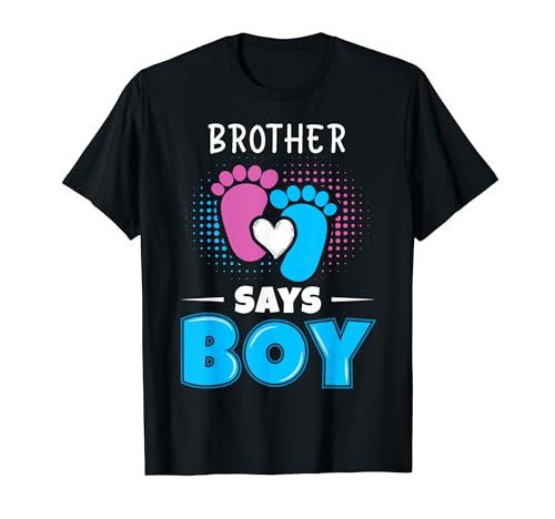 Brother Says Boy Baby Gender Reveal Outfit Schwangerschaft T-Shirt von Pregnancy Announcement & Gender Reveal Tees