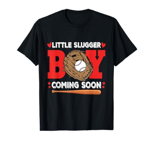 Little Slugger Boy Coming Soon Baby Ankündigung Baseball T-Shirt von Pregnancy Baby Shower Gender Reveal Sports Family