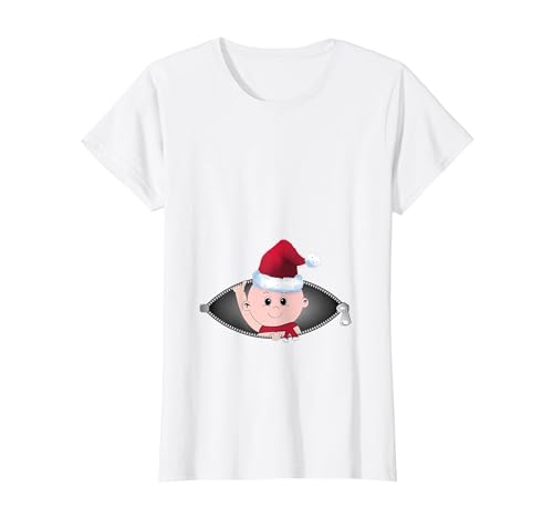 Damen Schwangerschaft Christmas Shirt für Frauen Funny Baby Santa von Pregnant Christmas Shirts for Women