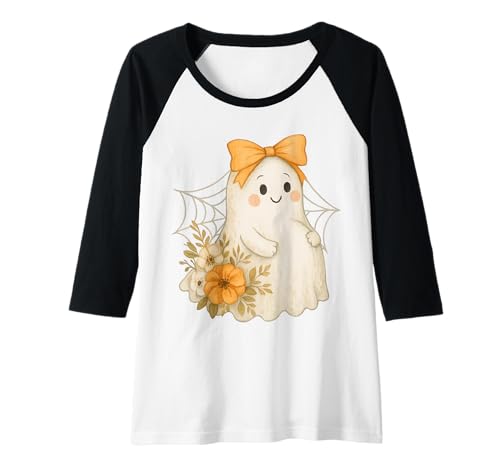 Damen Aquarell Floral Schwangere Geist Halloween Ästhetik Raglan von Pregnant Mom Ghost Halloween Outfit