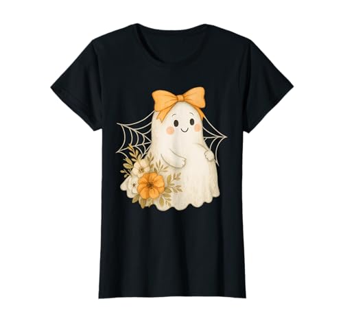 Damen Aquarell Floral Schwangere Geist Halloween Ästhetik T-Shirt von Pregnant Mom Ghost Halloween Outfit