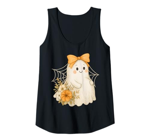 Damen Aquarell Floral Schwangere Geist Halloween Ästhetik Tank Top von Pregnant Mom Ghost Halloween Outfit