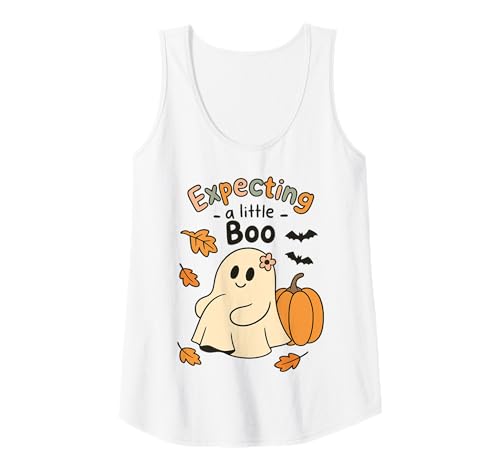 Damen Expecting a Little Ghost Schwangerschaftsankündigung Frauen Tank Top von Pregnant Mom Ghost Halloween Outfit