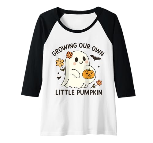 Damen Growing Our Own Little Pumpkin Ghost Schwangerschaft Halloween Raglan von Pregnant Mom Ghost Halloween Outfit