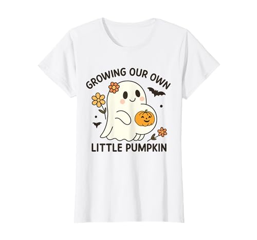 Damen Growing Our Own Little Pumpkin Ghost Schwangerschaft Halloween T-Shirt von Pregnant Mom Ghost Halloween Outfit