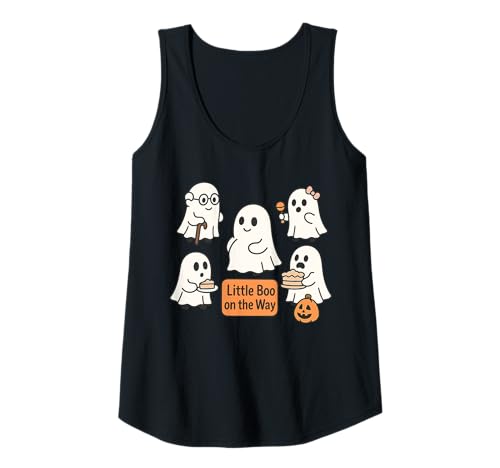 Damen Little Boo on The Way Süße Geisterschwangerschaft enthüllt Mama Tank Top von Pregnant Mom Ghost Halloween Outfit