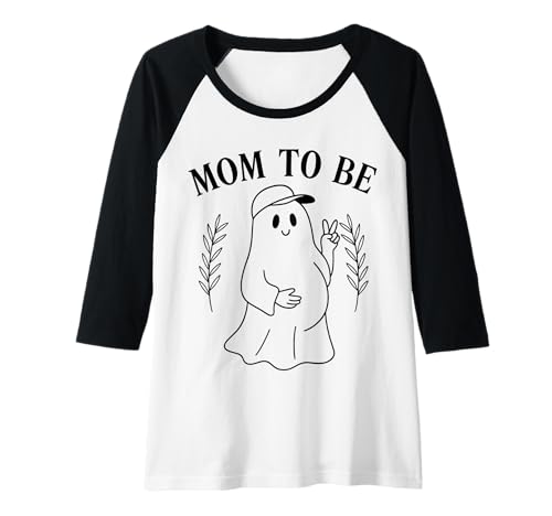 Damen Mom to Be Peace Ghost Minimalistisches Halloween-Schwangerschaft/Damen Raglan von Pregnant Mom Ghost Halloween Outfit