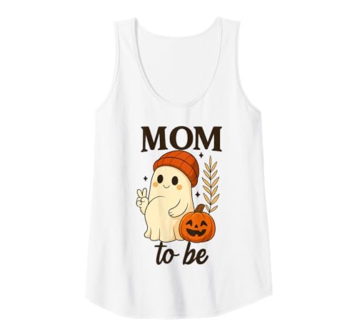 Damen Mom to Be Peace Zeichen Geist mit Kürbis Herbst Frauen Tank Top von Pregnant Mom Ghost Halloween Outfit