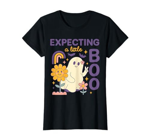 Damen Niedlicher Geist Schwangerschaft offenbart bunt Halloween Mutter Frauen T-Shirt von Pregnant Mom Ghost Halloween Outfit