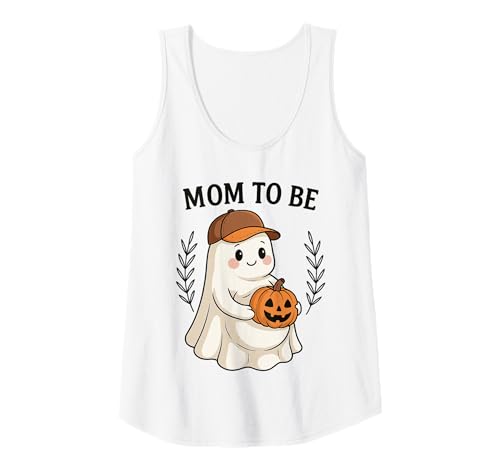 Damen Süße Halloween-Enthüllung von Mama to Be Ghost with Pumpkin Tank Top von Pregnant Mom Ghost Halloween Outfit
