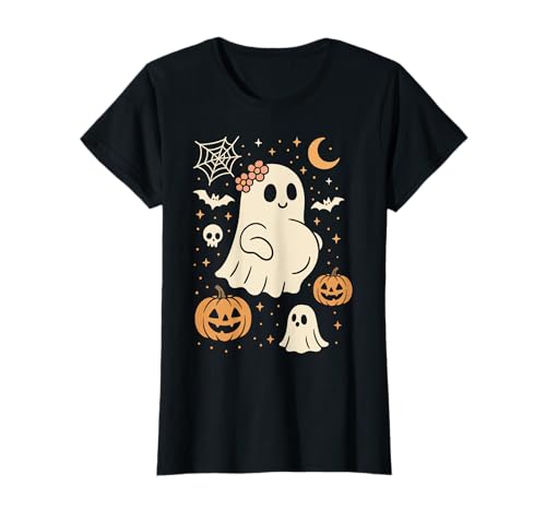 Damen Süßer schwangerer Geist mit Kürbissen Halloween Outfit T-Shirt von Pregnant Mom Ghost Halloween Outfit