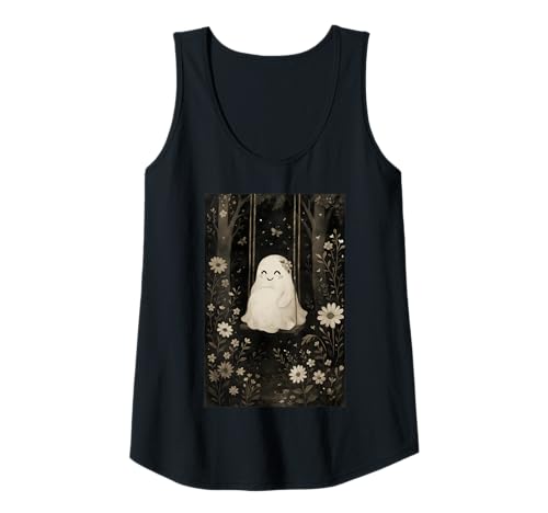 Damen Vintage Schwangere Geist schwingt im Blumenwald Halloween Tank Top von Pregnant Mom Ghost Halloween Outfit