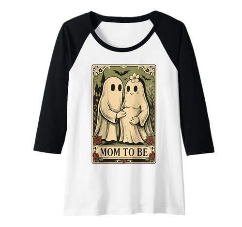 Damen Vintage Tarotkarte Geisterpaar Mom to be Halloween Raglan von Pregnant Mom Ghost Halloween Outfit