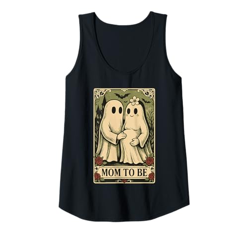 Damen Vintage Tarotkarte Geisterpaar Mom to be Halloween Tank Top von Pregnant Mom Ghost Halloween Outfit