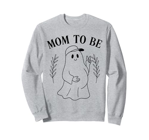 Mom to Be Peace Ghost Minimalistisches Halloween-Schwangerschaft/Damen Sweatshirt von Pregnant Mom Ghost Halloween Outfit
