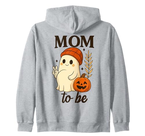 Mom to Be Peace Zeichen Geist mit Kürbis Herbst Frauen Kapuzenjacke von Pregnant Mom Ghost Halloween Outfit