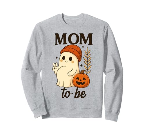 Mom to Be Peace Zeichen Geist mit Kürbis Herbst Frauen Sweatshirt von Pregnant Mom Ghost Halloween Outfit