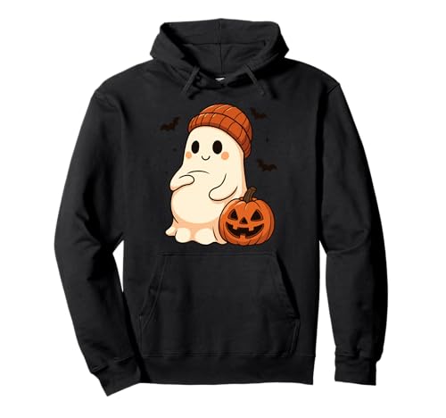 Niedlicher schwangerer Geist mit Kürbis und Beanie Halloween Mama Pullover Hoodie von Pregnant Mom Ghost Halloween Outfit