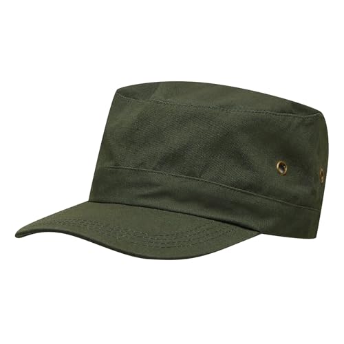 Preiswert&Gut Army Cap mit 4 Seitlichen Metall-Luftlöchern, Metallverschluss, 100% Baumwolle in Dunkelgrün – Standardgröße, Perfekt als Outdoor Cap oder für Militär-Look, Caps Grün von Preiswert & Gut