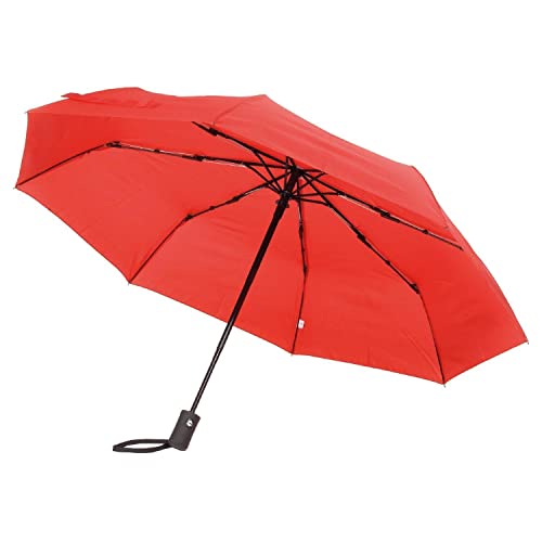 Preiswert & Gut Regenschirm auf-zu Automatik Mini Ø97 cm Damen Mädchen Herren Fiberglasspeichen (Rot) von Preiswert & Gut