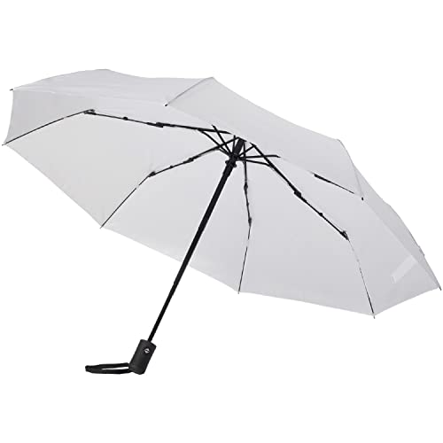 Preiswert & Gut Regenschirm auf-zu Automatik Mini Ø97 cm Damen Mädchen Herren Fiberglasspeichen (Weiß) von Preiswert & Gut