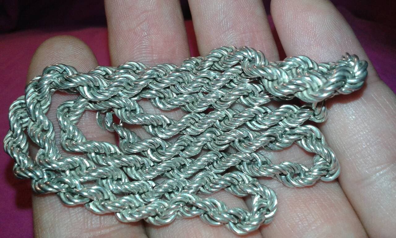 Massive Sterling Silber Gerste Twist Schwere Kette Multi Link Unisex Männlicher Weiblicher Schmuck Edelmetall Feine Mode Massiv Gewicht - Outfit von Prelovedbargains