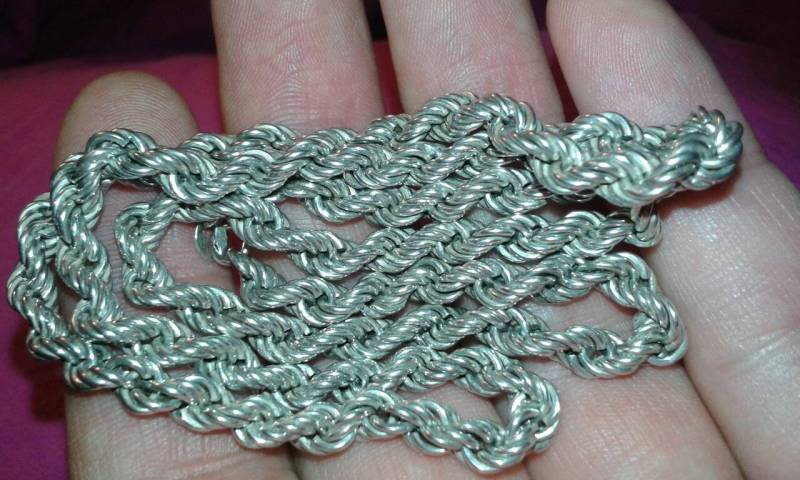 Massive Sterling Silber Gerste Twist Schwere Kette Multi Link Unisex Männlicher Weiblicher Schmuck Edelmetall Feine Mode Massiv Gewicht - Outfit von Prelovedbargains