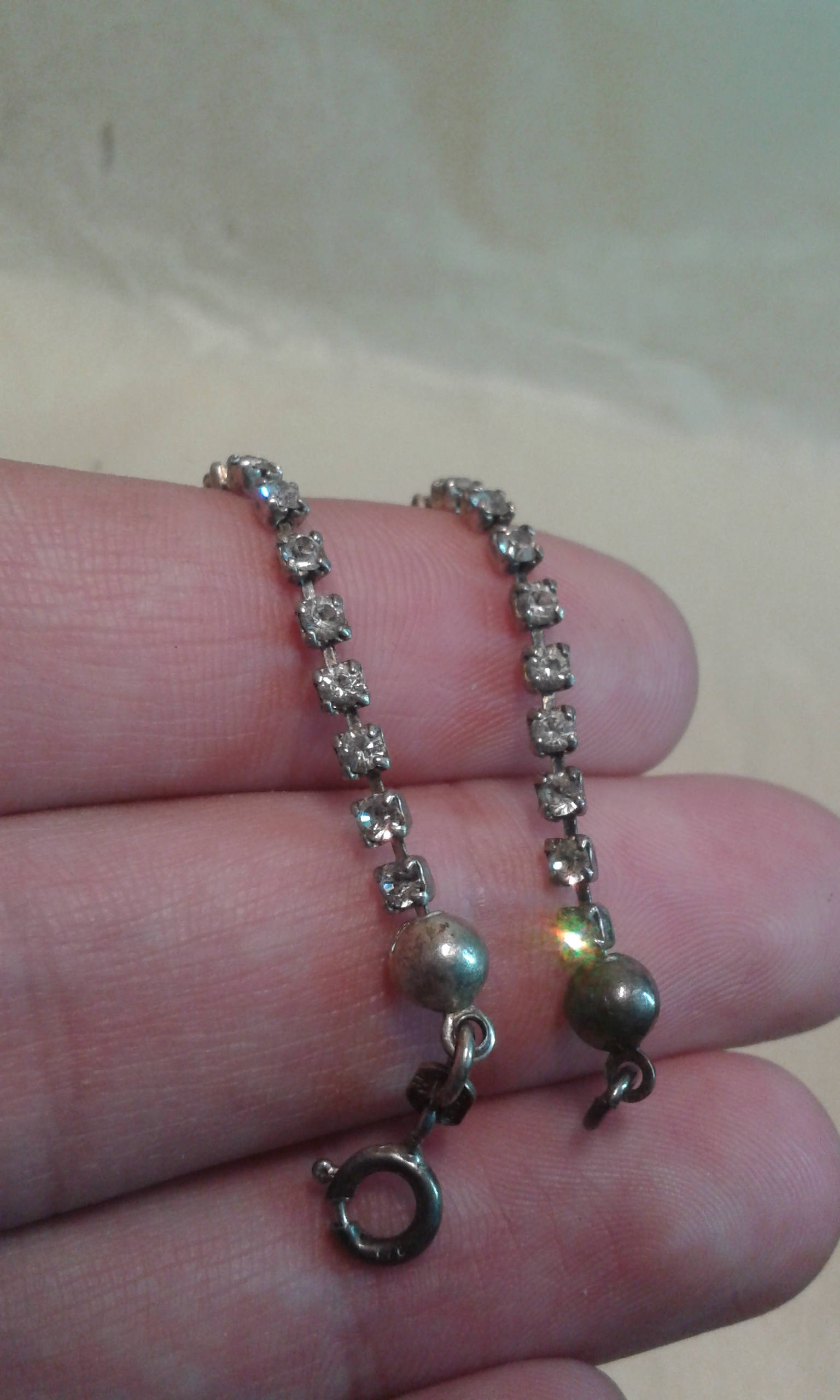 Vintage Solide Sterling Silber Und Weiß Eisig Funkelnde Cz Runde Geschnitten Link Armband, Damen Mode, Schmuck/Schmuck, Retro von Prelovedbargains