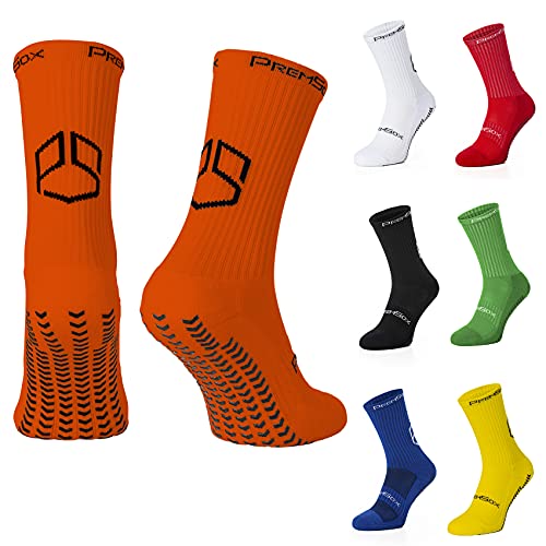 PremSox Herren Fußball-Anti-Rutsch-Socken innen und außen, niedrige, Crew Team für Laufen, Rugby, Basketball, Fitness, Orange UK5.5 to 11 EU39 to 46 von PremSox