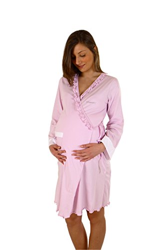 Premamy - Bademantel für Mutterschaft, offene Front Kleid, Jersey Baumwolle, prä-Post-Partum - Flieder - V (L) von Premamy