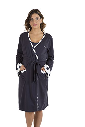 Premamy - Bademantel für mutterschaft, offene front kleid, zwei-wege-stretch-baumwolle, prä-post-partum - Blau - V (L) von Premamy