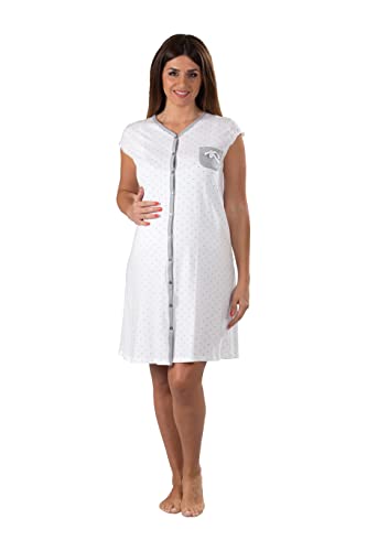 Premamy - Klinisches Shirt für Mutterschaft, offene Front Kleid, Zwei-Wege-Stretch-Baumwolle, prä-Post-Partum - Grau - V (L) von Premamy