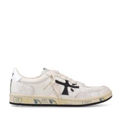 Premiata Weiße Ledersneaker Mit Schwarzem Logo von Premiata