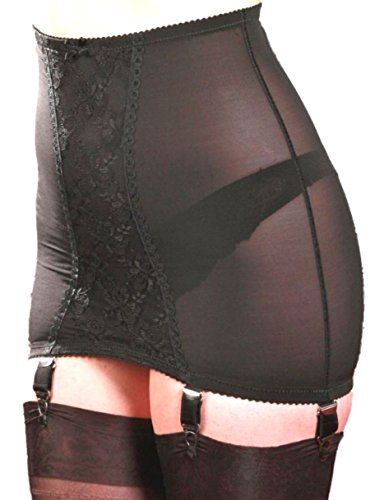 Premier Dessous Hüfthalter mit hoher Taille, Powermesh und 6 Strumpfhaltern (NDPG6DE) (L, Schwarz) von Premier Dessous