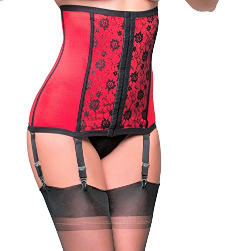 Premier Dessous Rotes Taillenkorsett mit 6 Strapsen (NDLWC2DE) (2XL) von Premier Dessous