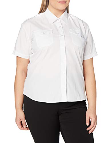 Premier Workwear Damen Hemd Ladies Short Sleeve Pilot Shirt, Weiß, 36 (herstellergröße: 8) von Premier Workwear