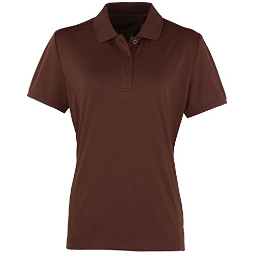 Premier Damen Coolchecker Piqué Polo-Shirt / Polohemd, Kurzarm (Medium) (Braun) von Premier